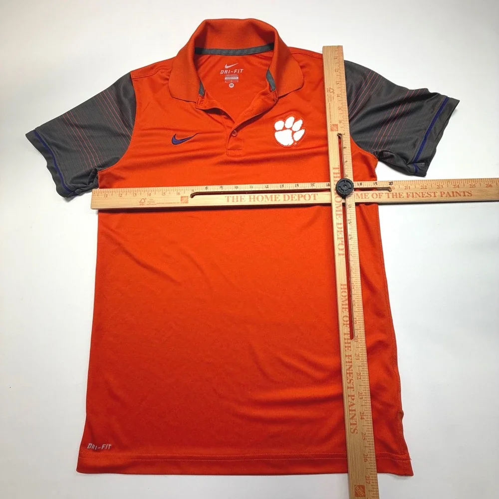Nike Clemson Tigers Dri-Fit Polo Men's‎ Medium Orange/Gray Sleeve Trim